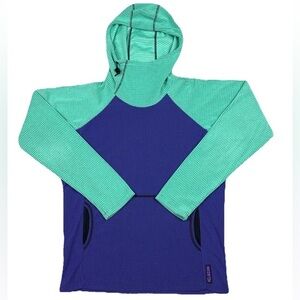 LIKE NEW Melanzana Women’s Micro Grid Hoodie Fleece Purple/Eggplant/Teal/Blue -L
